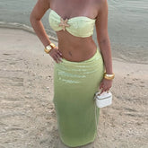 Green Ombré Starfish Sequin Bralette And Maxi Skirt Set
